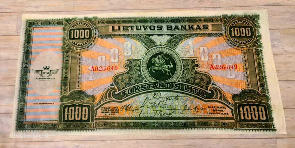 Rankšluostis su 1000 litų vaizdu, didelis,75x150cm - nuotraukos Nr. 2