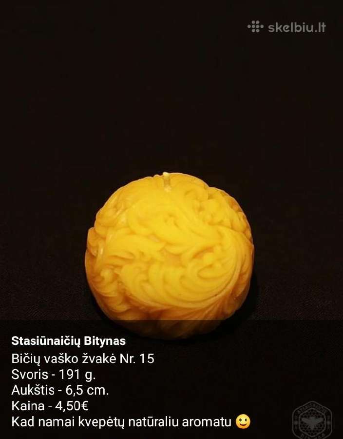 Rankų darbo bičių vaško žvakės - nuotraukos Nr. 10
