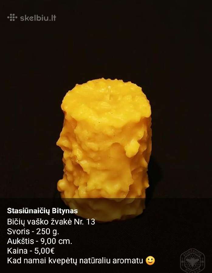 Rankų darbo bičių vaško žvakės - nuotraukos Nr. 12