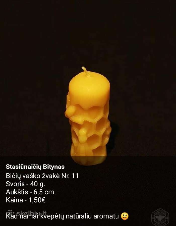 Rankų darbo bičių vaško žvakės - nuotraukos Nr. 14