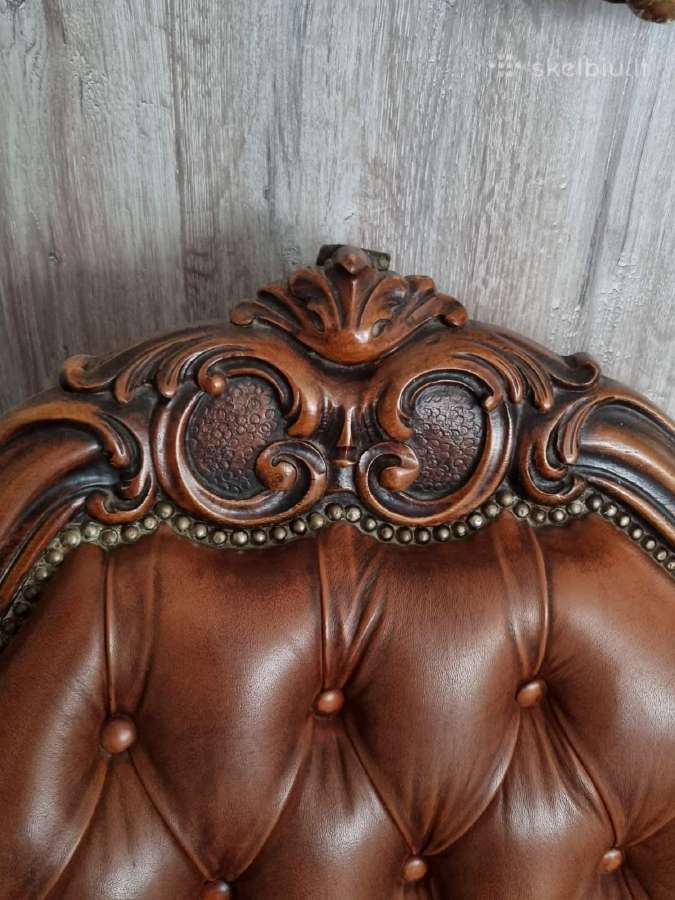 Stilinga sofa. Riešutmedis ir natūrali oda. - nuotraukos Nr. 4