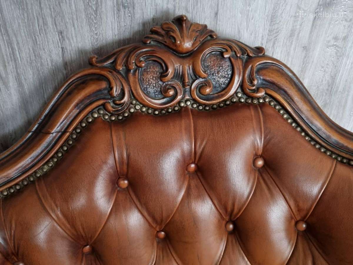 Stilinga sofa. Riešutmedis ir natūrali oda. - nuotraukos Nr. 5
