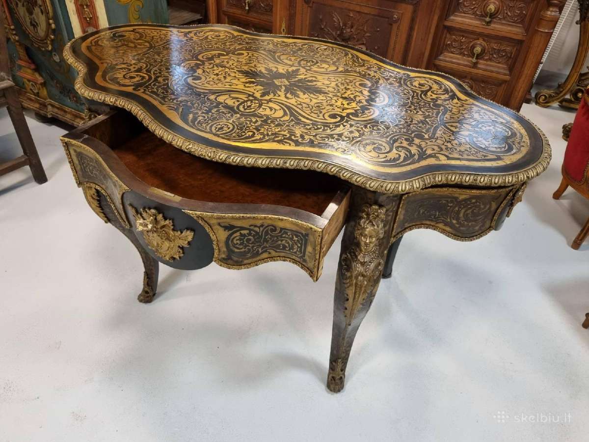 Boulle stiliaus stalas. 1850 - 1900 metai. - nuotraukos Nr. 11