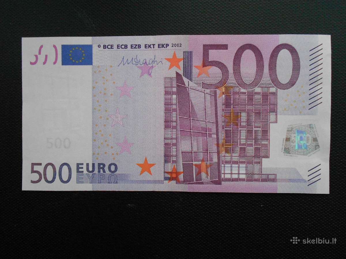 500 euru Unc Banknotas iš bankinės pakuotės