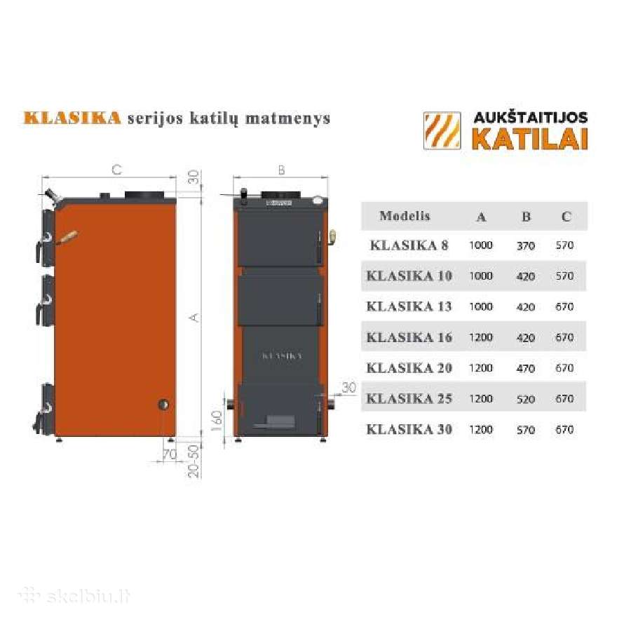 Katilas kieto kuro Klasika 10kw (Turime) - nuotraukos Nr. 3