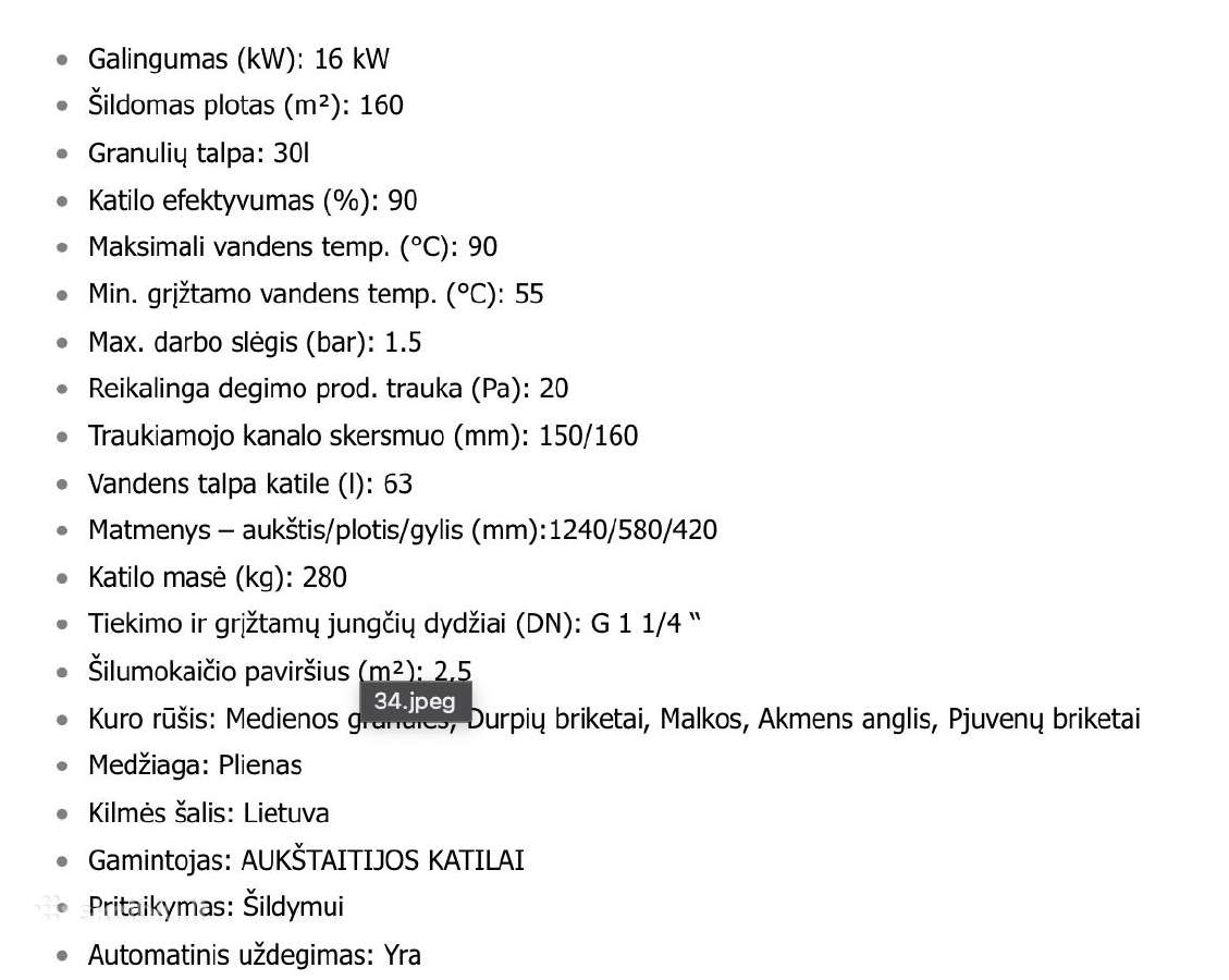 Katilas Pellet Uni 260l, su degikliu (Turime) - nuotraukos Nr. 2