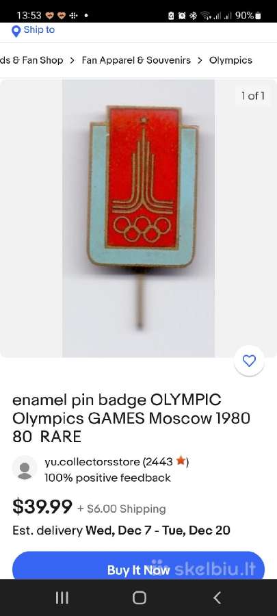 1980 m olimpiados proginis ženklelis - nuotraukos Nr. 3