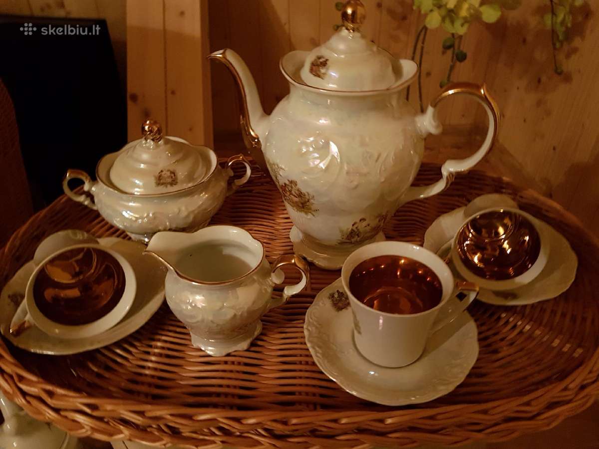 Prabangus ,paauksuotas porceleno servyzas kavai - nuotraukos Nr. 6
