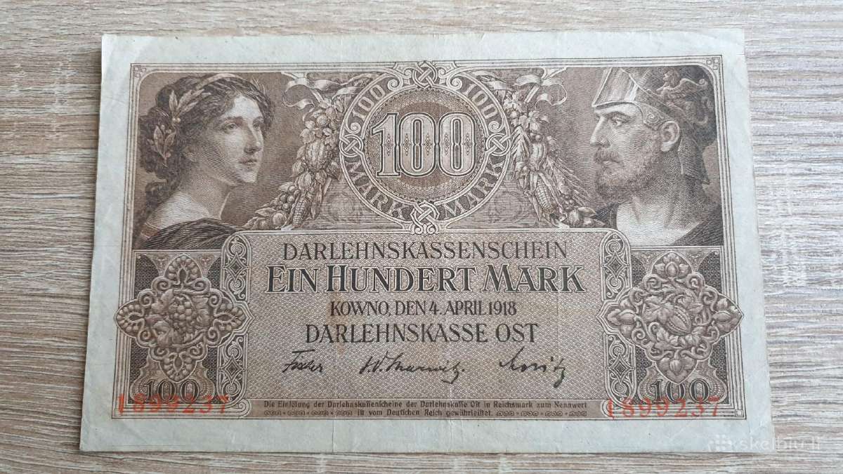 1918 Vokietija Ost Lietuva Lenkija 100 Mark