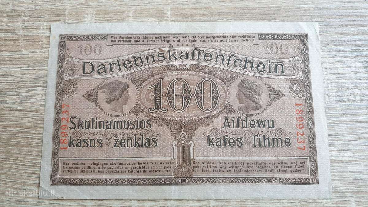 1918 Vokietija Ost Lietuva Lenkija 100 Mark - nuotraukos Nr. 2