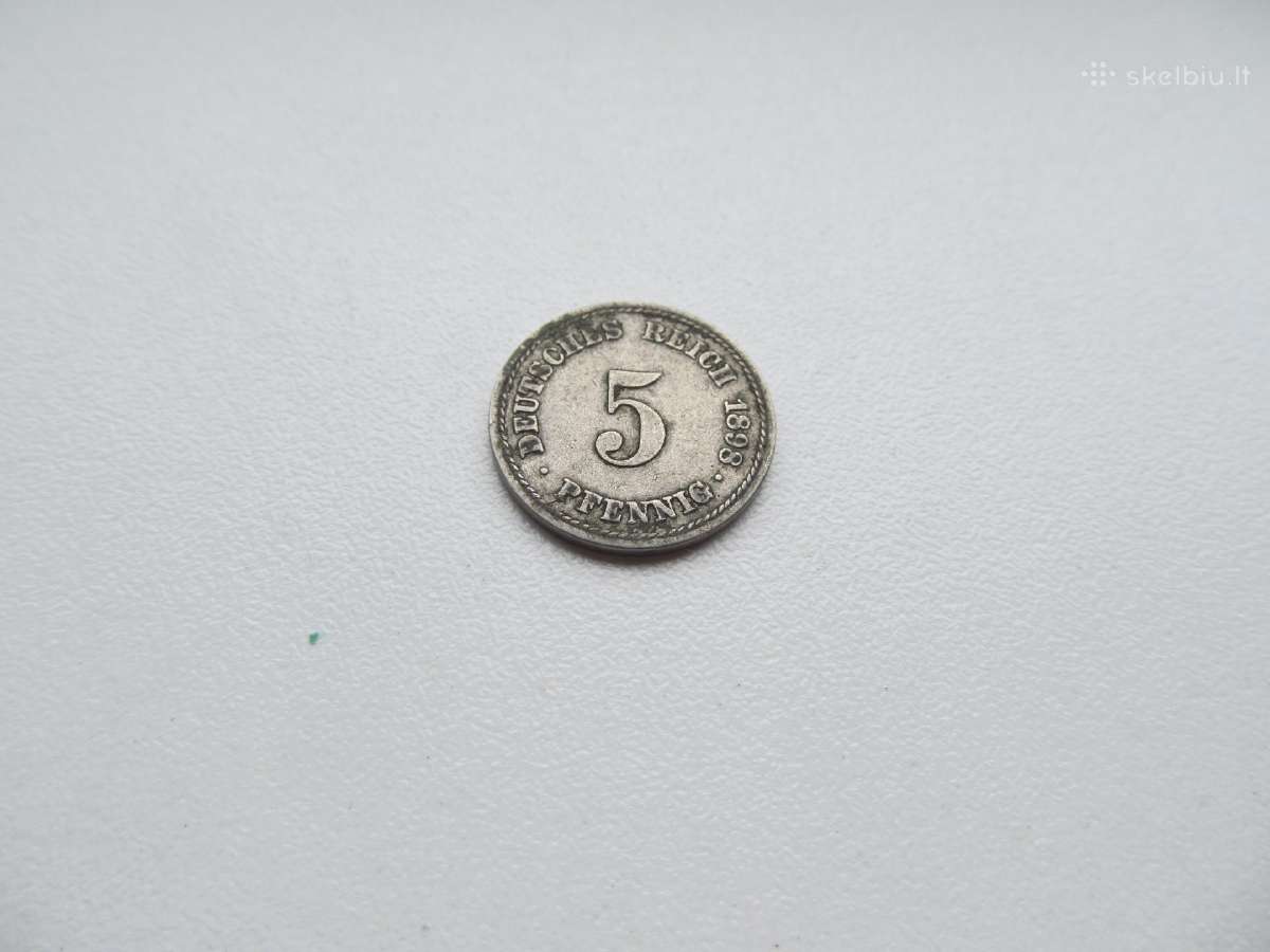 5 pfennig , Vokietija, 1876, 1893, 1898 - nuotraukos Nr. 5