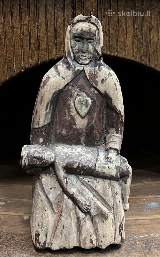 Antikvarinė medinė skulptūrėlė Pieta - nuotraukos Nr. 3