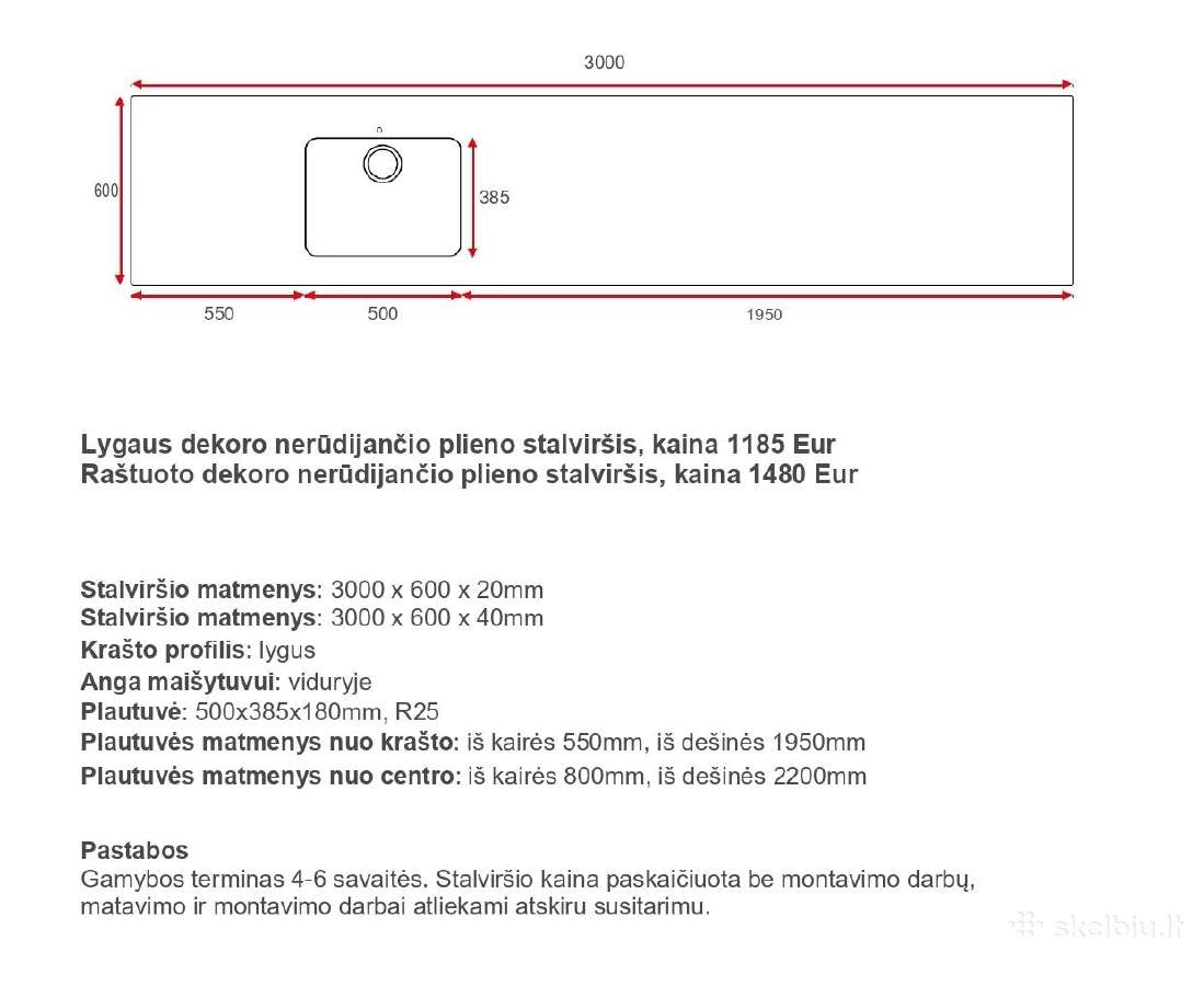 Nerūdijančio plieno stalviršis virtuvės baldams - nuotraukos Nr. 10