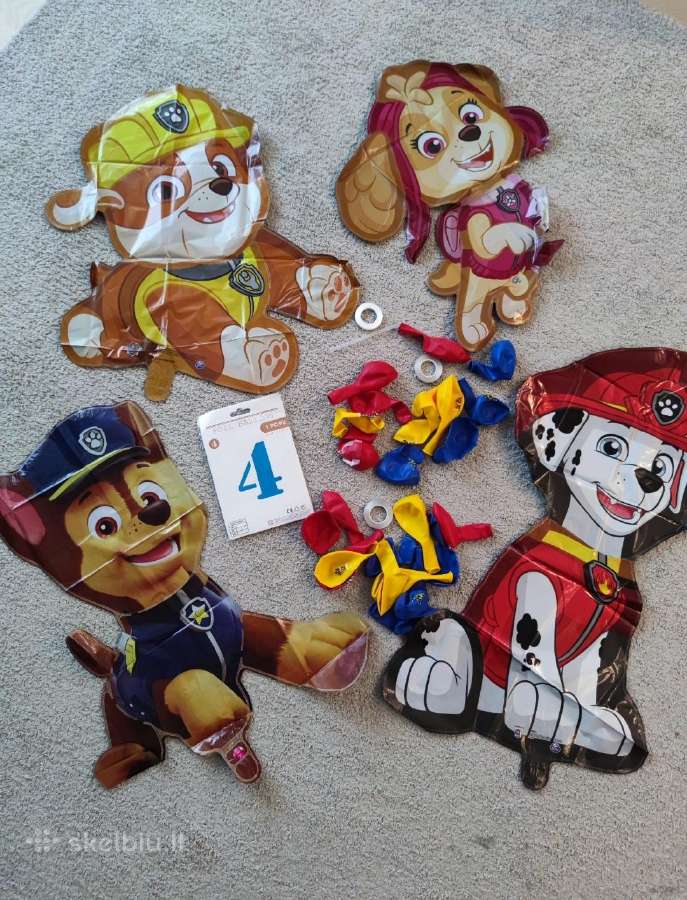 Paw Patrol balionų rinkinys su skaičiumi