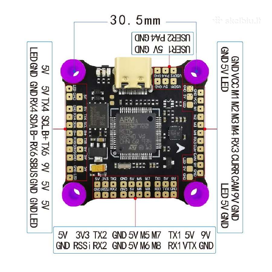 Nauji Hakrc F722 45a Stack (fc + esc) 30x30mm - nuotraukos Nr. 10