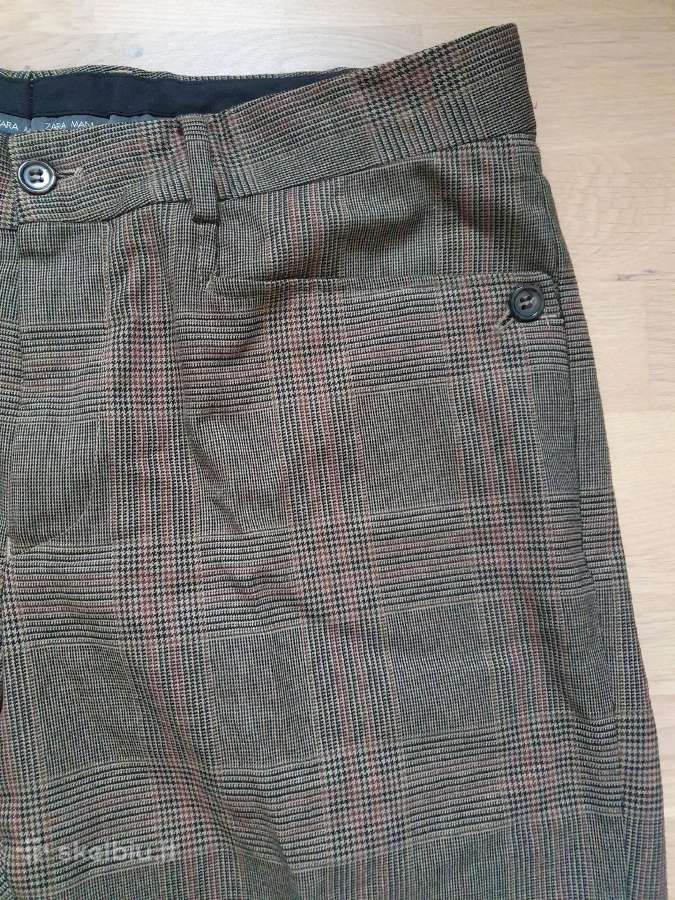 Zara Man vyriškos kelnės rudos languotos, L - nuotraukos Nr. 2