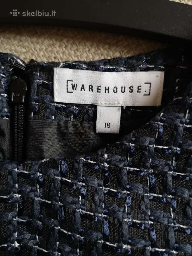Warehouse mėlynas languotas tvido sarafanas - nuotraukos Nr. 6