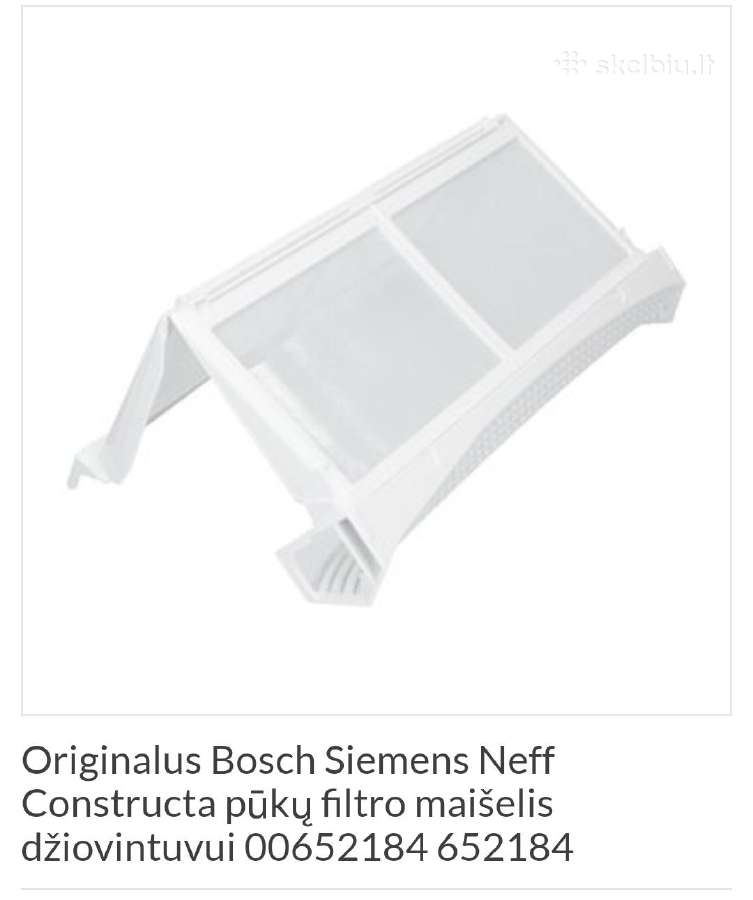Bosch-siemens dziovyklės filtras"originalas" - nuotraukos Nr. 2