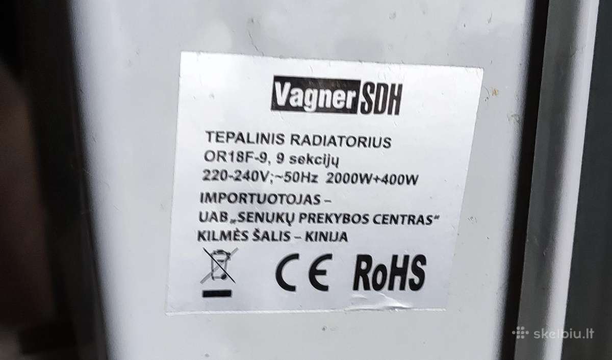 Vagner tepalinis radiatorius, šildytuvas - nuotraukos Nr. 3