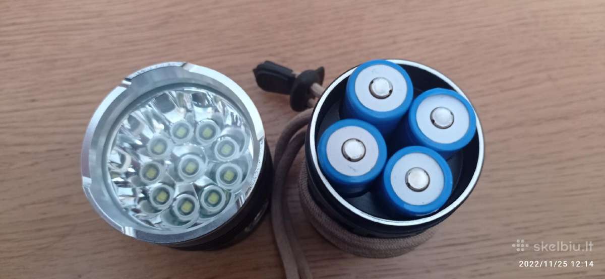 Galingi prožektoriai T6 LED 18650 formato akb