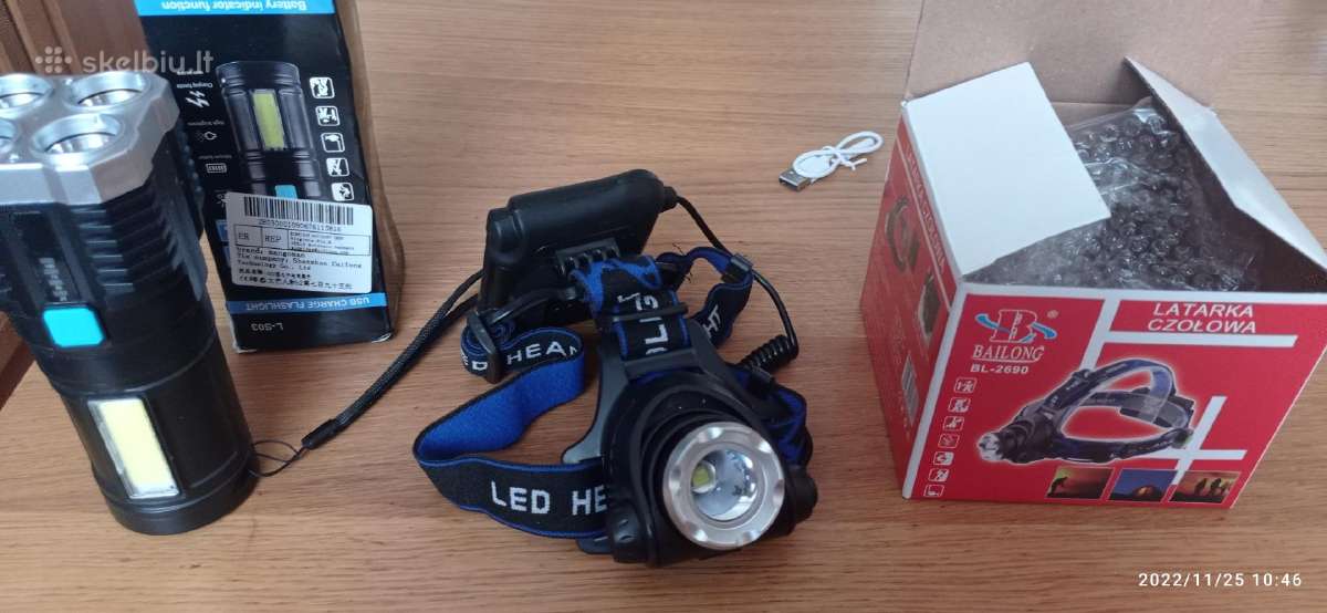 Galingi prožektoriai T6 LED 18650 formato akb - nuotraukos Nr. 4