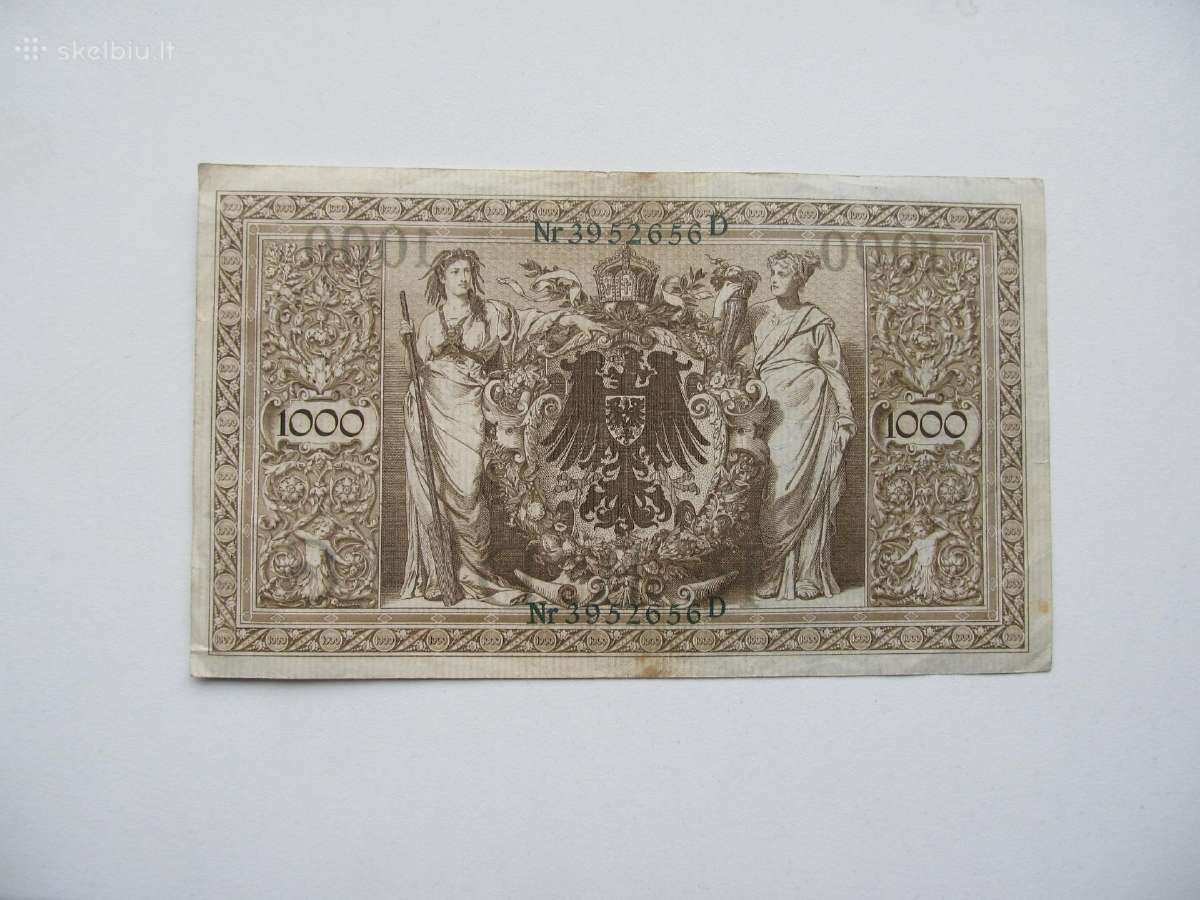 1000 mark ,Vokietija ,1910 žalias raudonas štampas - nuotraukos Nr. 2