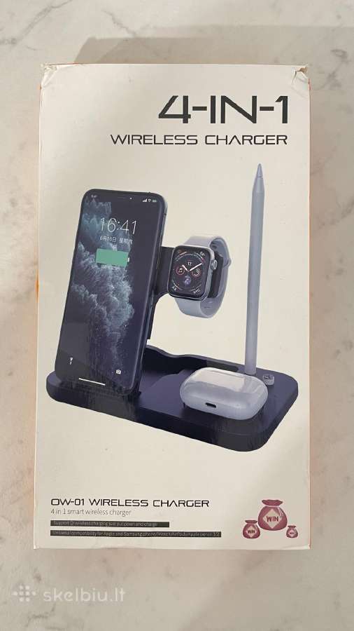 Ausinių, telefono, laikrodžio, pieštuko įkroviklis