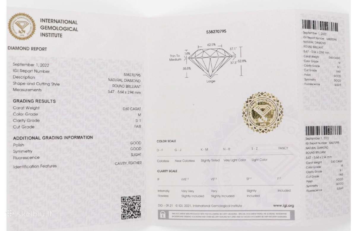 Briliantas natūralus 0.64 ct - nuotraukos Nr. 6