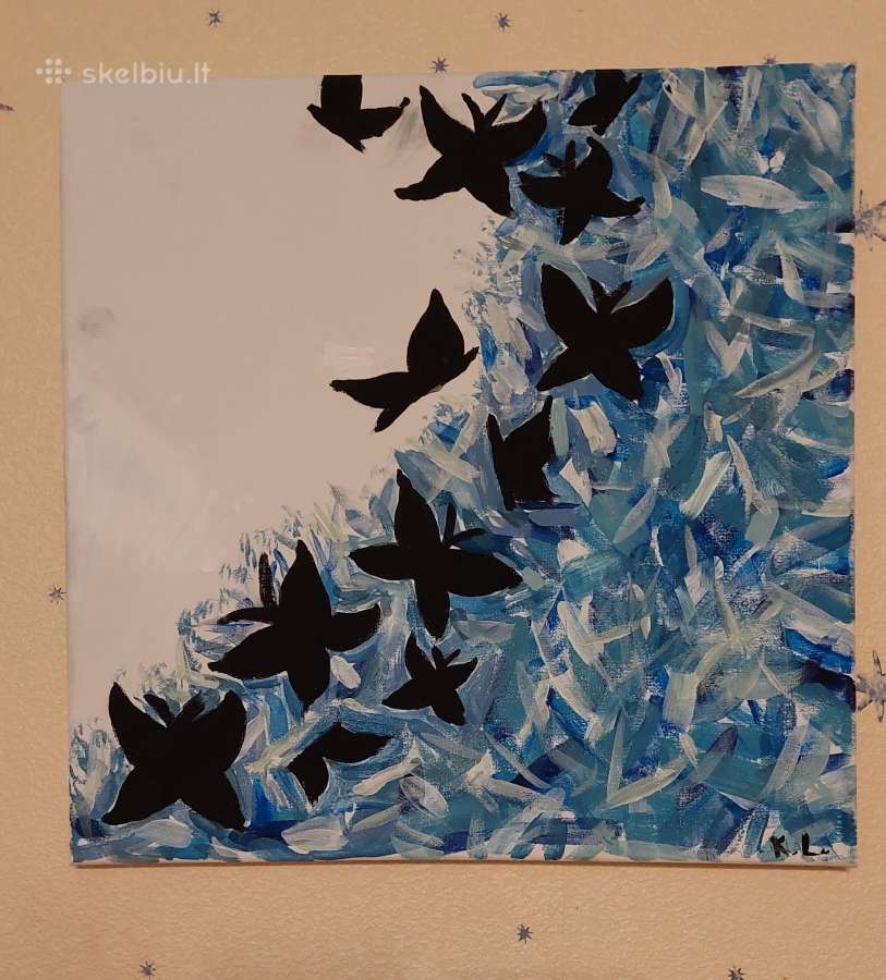 Paveikslas "Drugeliai" tapytas ant drobės 40x40cm