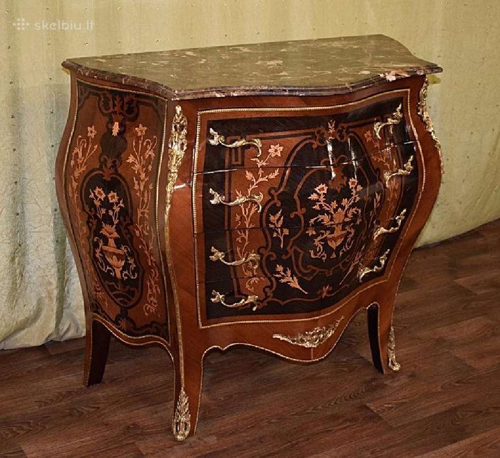 Naujos klasikinės inkrustuotos komodos su žalvariu - nuotraukos Nr. 17