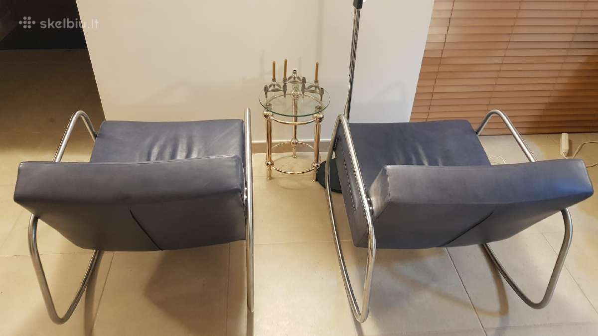 Vintažiniai mid century Bauhaus odiniai foteliai - nuotraukos Nr. 8