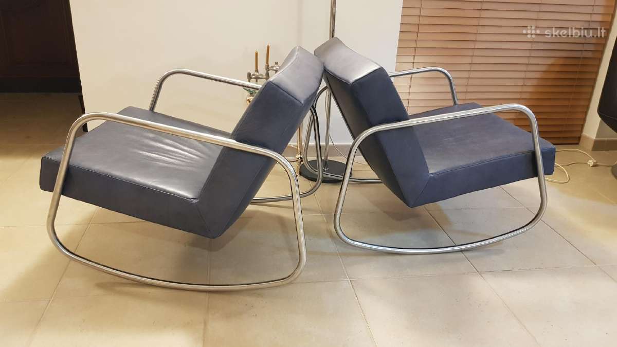 Vintažiniai mid century Bauhaus odiniai foteliai - nuotraukos Nr. 14