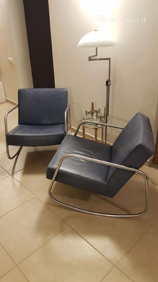 Vintažiniai mid century Bauhaus odiniai foteliai - nuotraukos Nr. 15
