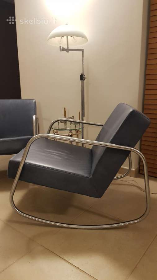 Vintažiniai mid century Bauhaus odiniai foteliai - nuotraukos Nr. 17