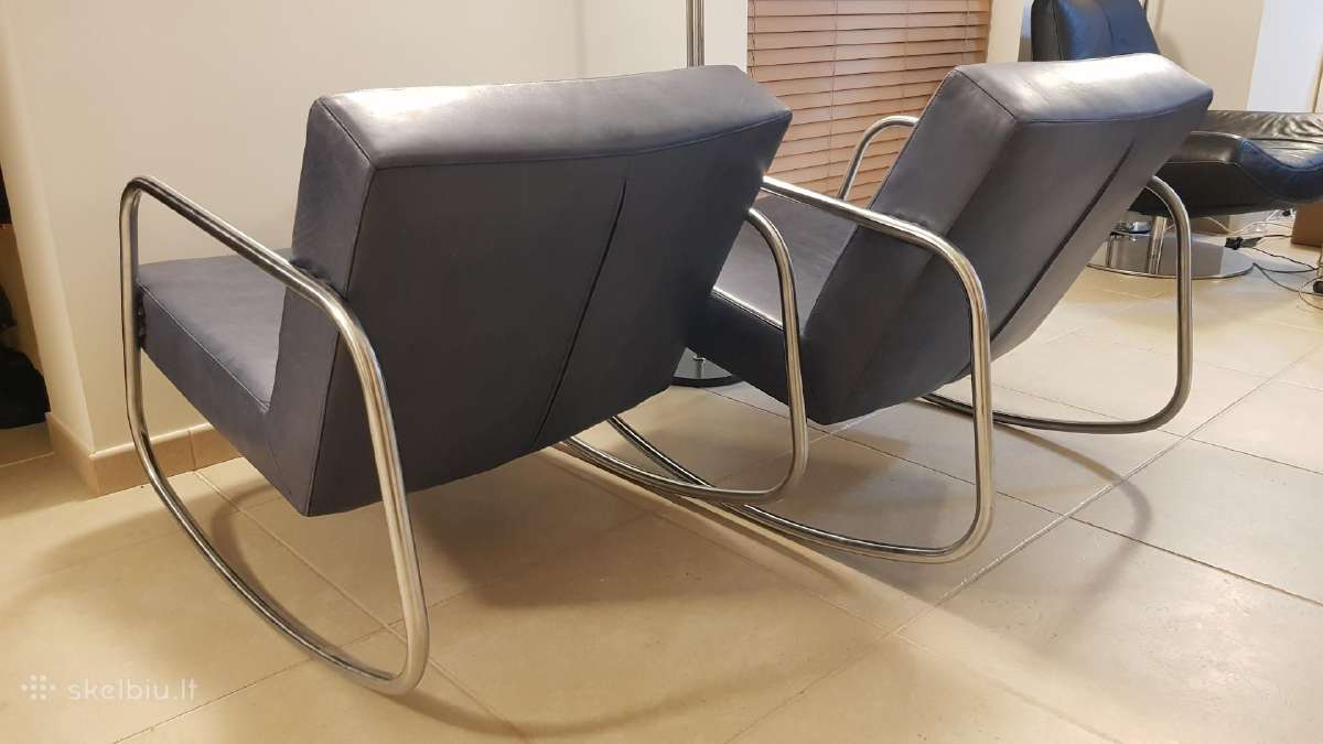 Vintažiniai mid century Bauhaus odiniai foteliai - nuotraukos Nr. 18