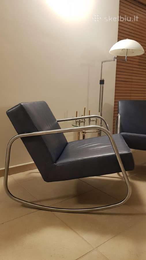 Vintažiniai mid century Bauhaus odiniai foteliai - nuotraukos Nr. 19