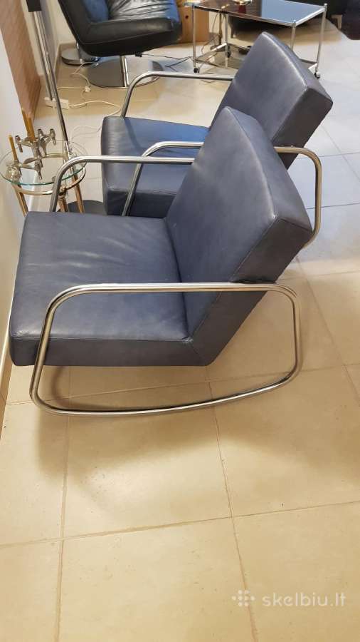 Vintažiniai mid century Bauhaus odiniai foteliai - nuotraukos Nr. 20