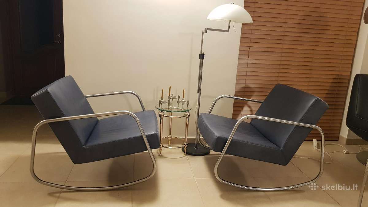 Vintažiniai mid century Bauhaus odiniai foteliai - nuotraukos Nr. 22