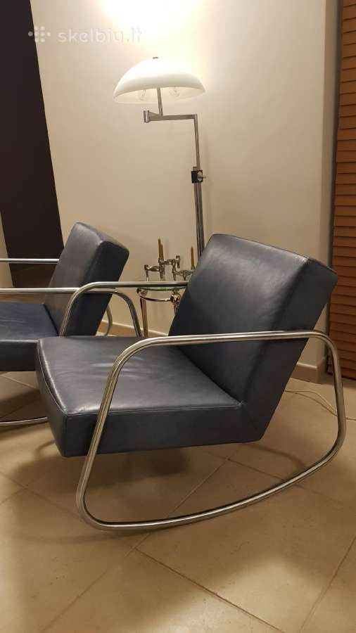 Vintažiniai mid century Bauhaus odiniai foteliai - nuotraukos Nr. 23
