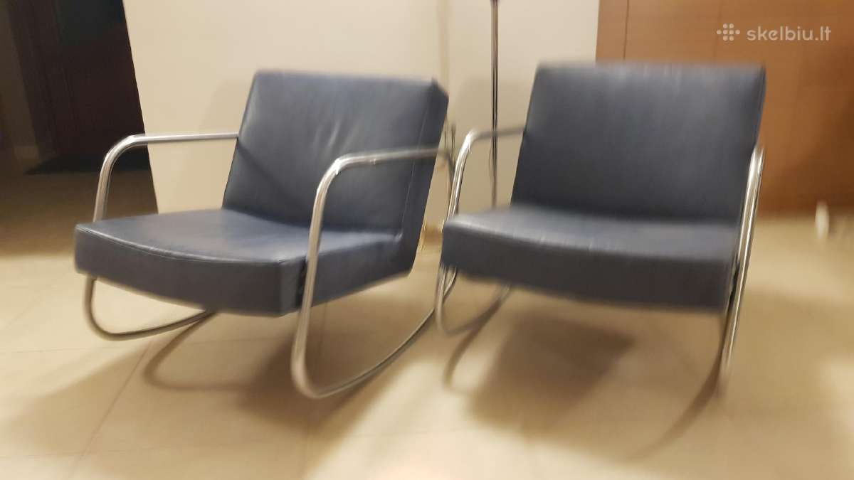 Vintažiniai mid century Bauhaus odiniai foteliai - nuotraukos Nr. 25