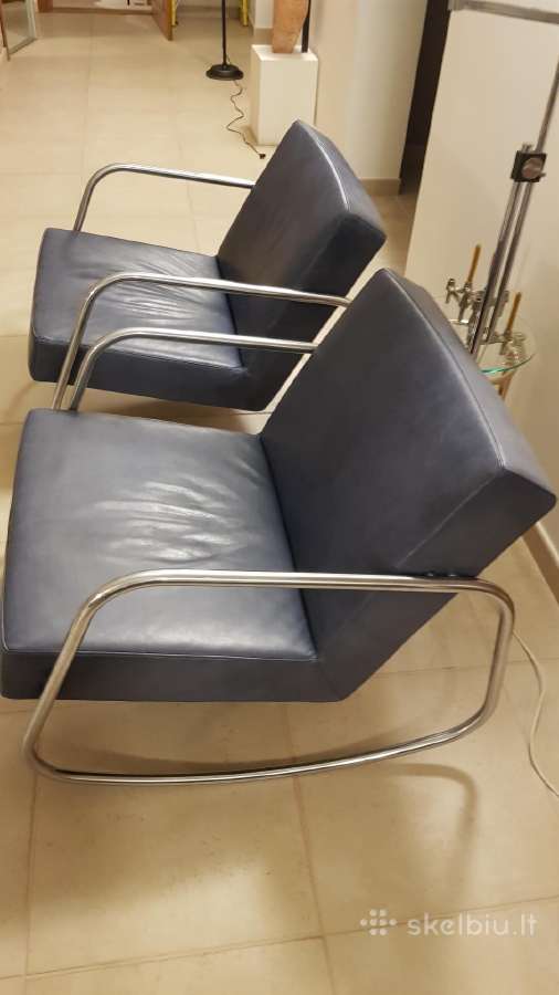 Vintažiniai mid century Bauhaus odiniai foteliai - nuotraukos Nr. 28