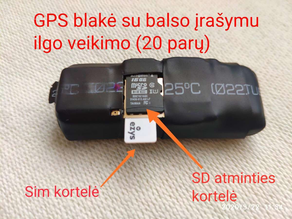 GPS blakė 20 parų, atskambinanti, įrašanti pokalb.