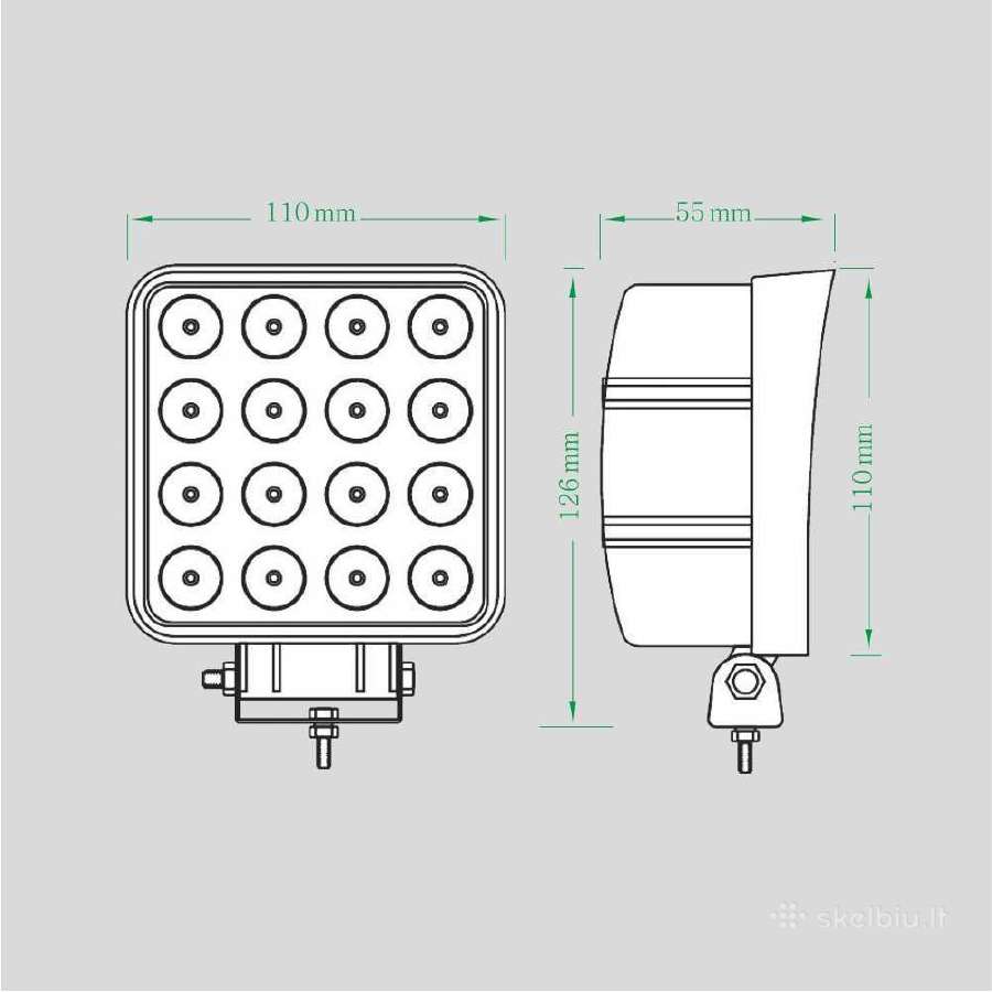 LED darbo žibintas 48w, 3300lm, (platus spindulys) - nuotraukos Nr. 4