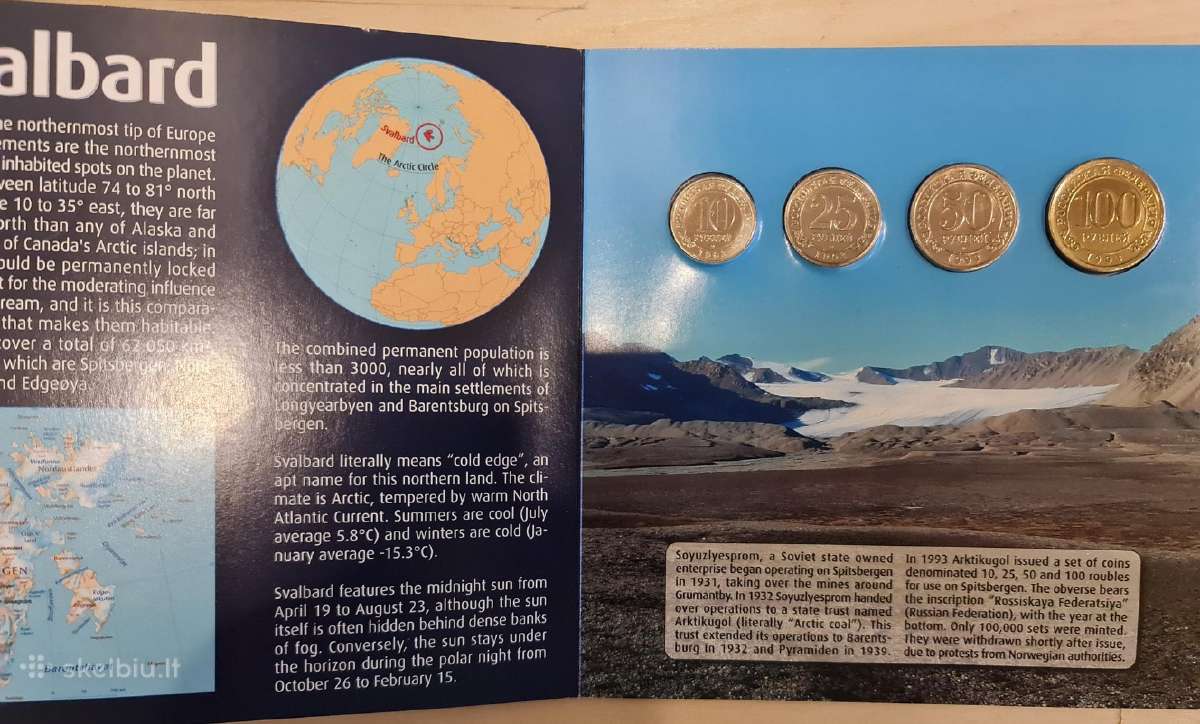 Svalbard'o (Špitsbergeno) 1993m. 4 monetų rinkinys - nuotraukos Nr. 3