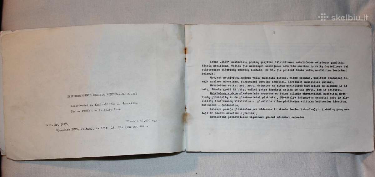 Metalofonas instrumento instrukcija 1973m. Vilnius - nuotraukos Nr. 3