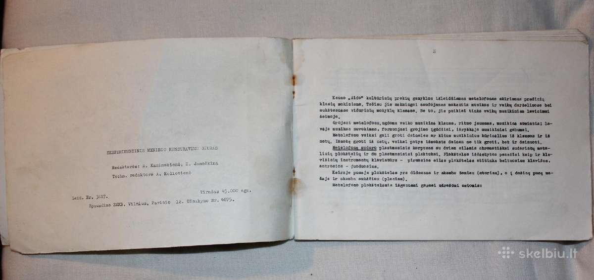 Metalofonas instrumento instrukcija 1973m. Vilnius - nuotraukos Nr. 3