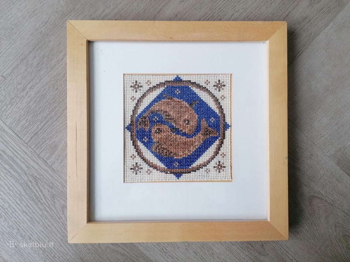Siuvinėtas paveiksliukas Žuvys 25x25cm