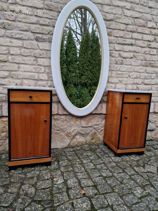 Vintažinis didelis ovalus veidrodis medžio rėme. - nuotraukos Nr. 13