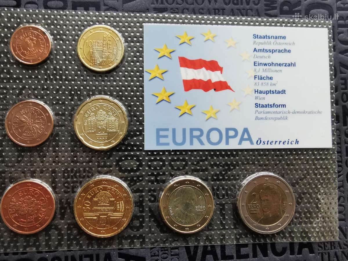 Austrija 2002m Euro monetu rink. Unc