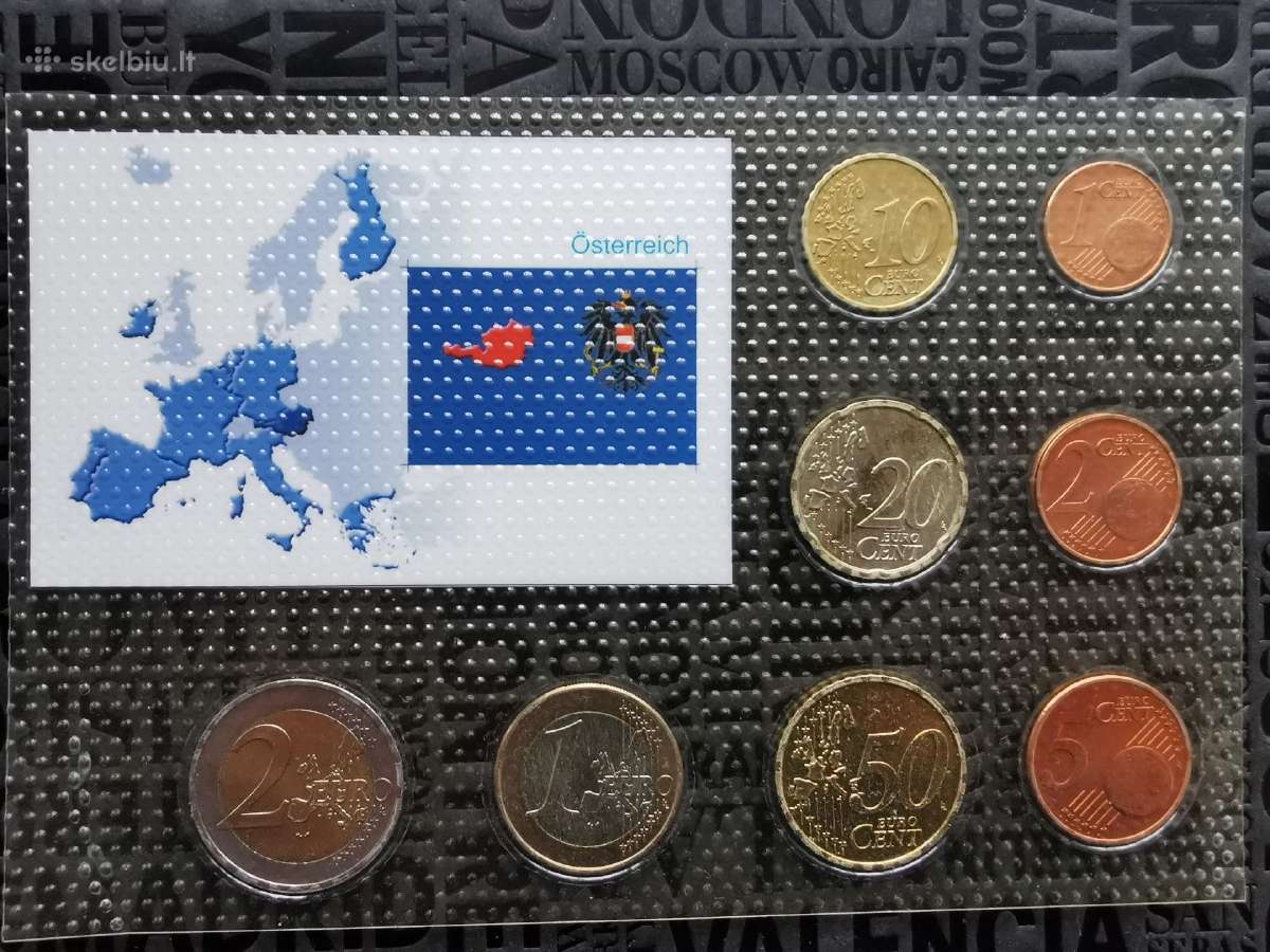 Austrija 2002m Euro monetu rink. Unc - nuotraukos Nr. 2